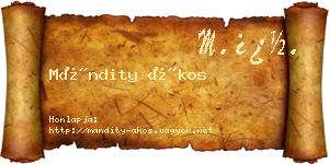 Mándity Ákos névjegykártya